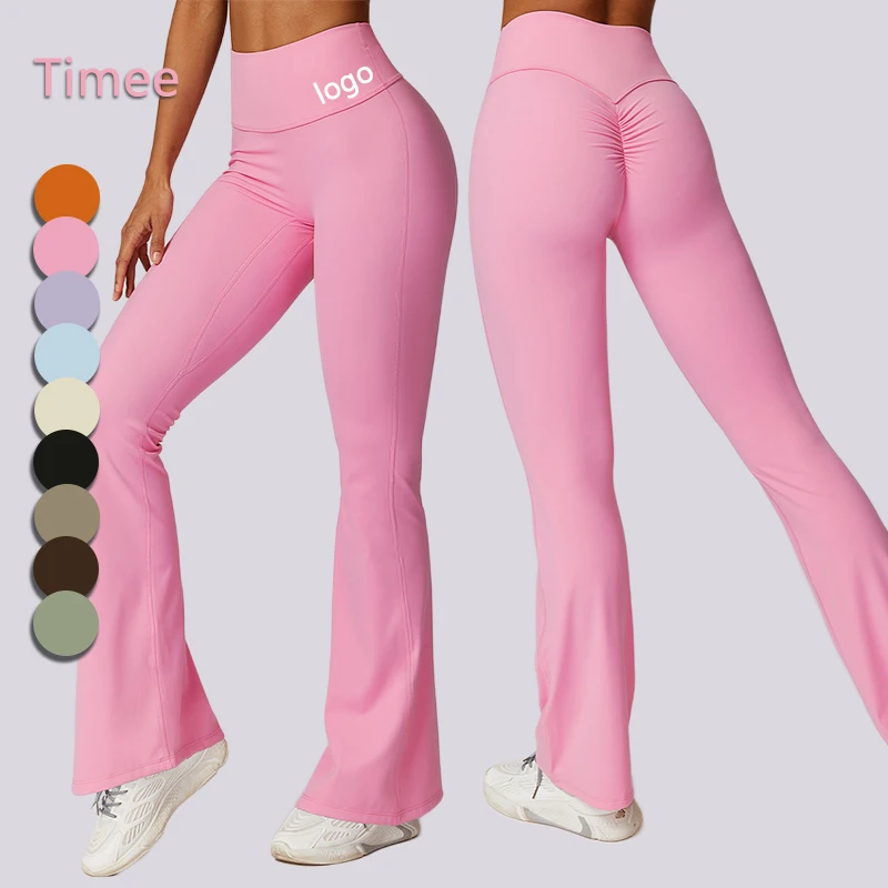 Nude feeling Wide-leg tight hip lift Yoga flare pants dance high-waisted casual sports leggings