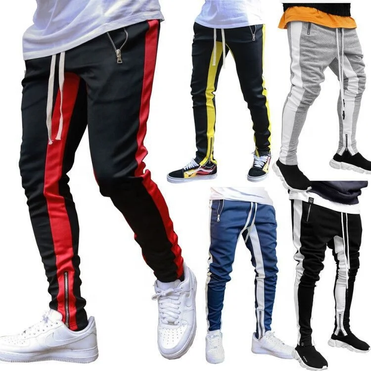 OA zipper mens joggers casual contrast tracksuit sweat pants joggers hombre gym pants sport pants for men MP023