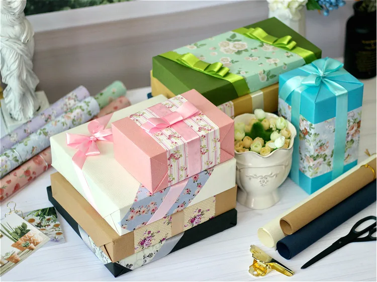 European-style elegant floral gift wrapping paper retro flower bloom romantic gift paper student book cover paper A3