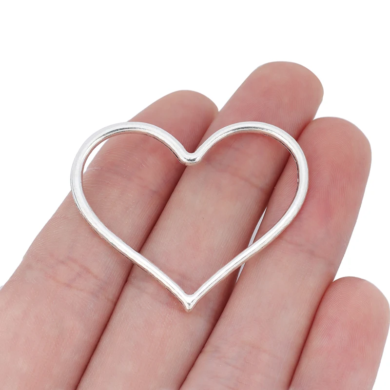 
Large Open Heart Antique Silver Charms Pendants 2 Sided for Jewelry Earrings Making Accessories 44x37mm 