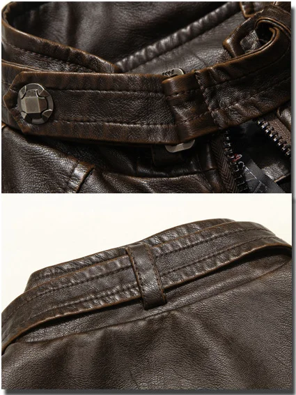 2021 New Men Motorcycle Winter Warm Padded PU Leather Jacket