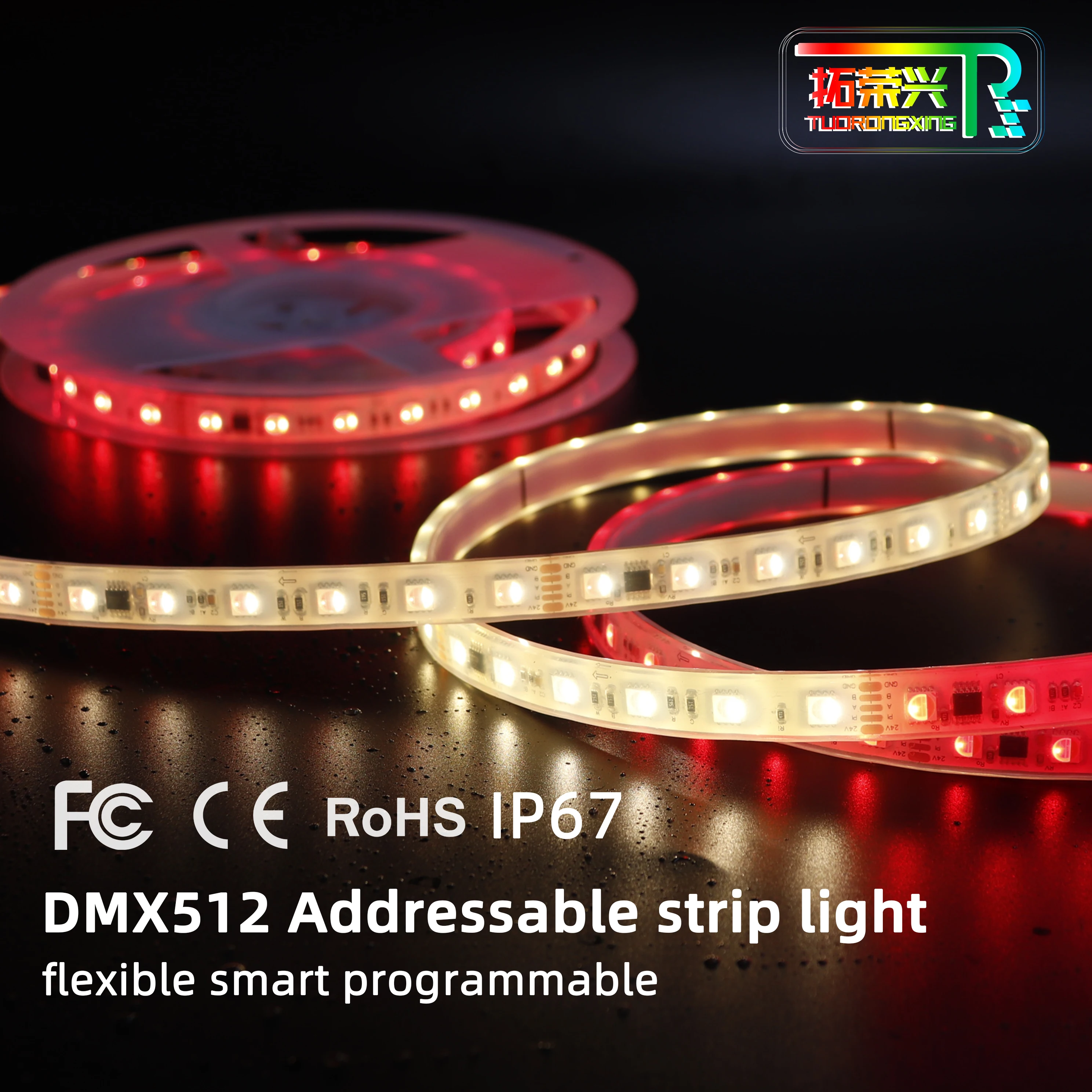 TRX DMX512 5050RGBW 2700K 4000K 6000K смарт-Программируемый адресуемый DC24V 60 светодиодов Пиксельная Гибкая Водонепроницаемая светодиодная лента