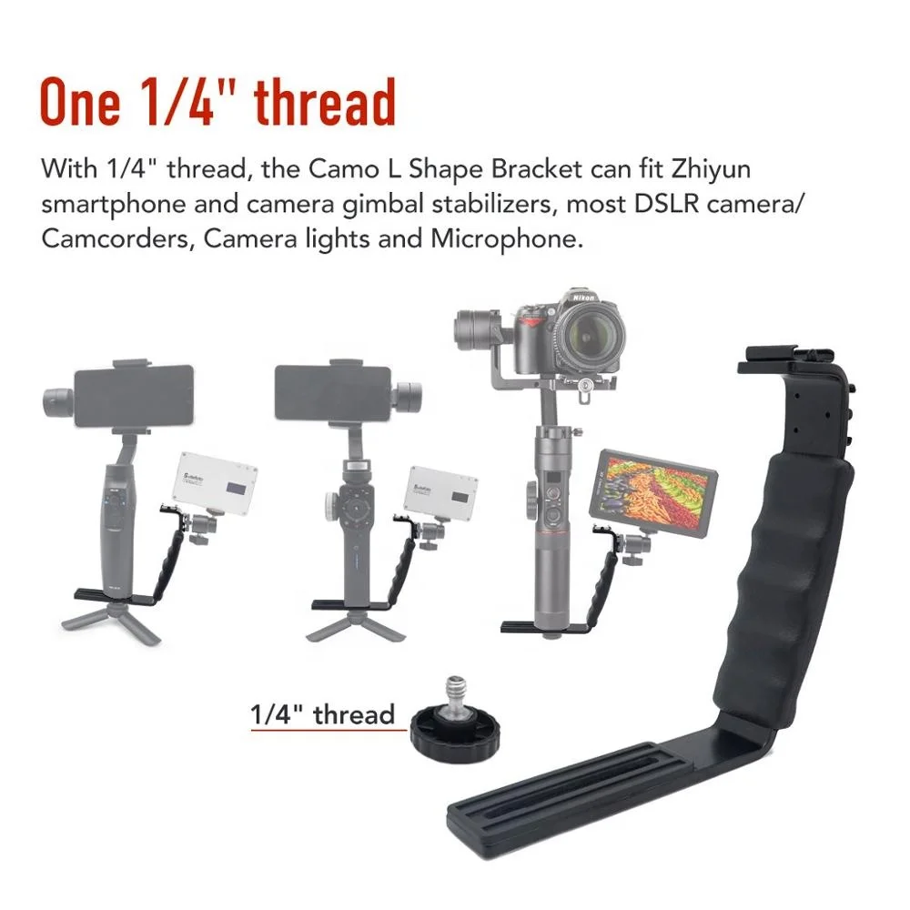 
Aipaxal Professional Heavy Duty Photography L shape Bracket with 2 Standard Flash Hot Shoe Mounts for DSLR Camera 