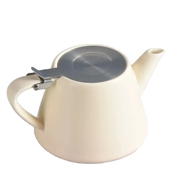 Китайский фарфоровый чайник ручной работы, 18 унций, современный белый керамический чайник с крышкой из нержавеющей стали и очень тонкой корзиной для заварки