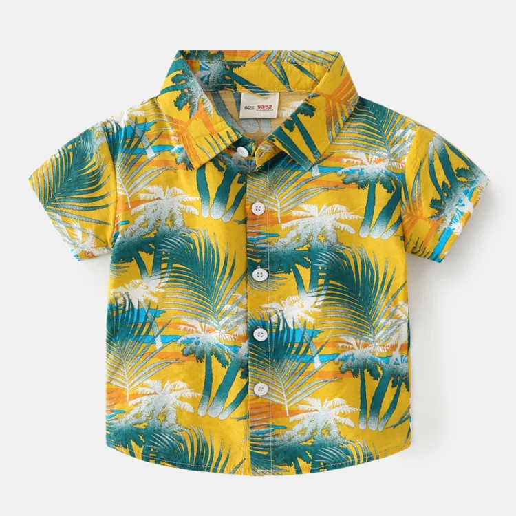 Kids Hawaiian Shirt for Boys Button Down Shirts Summer Graphic Print Beach Short Sleeve Shirt