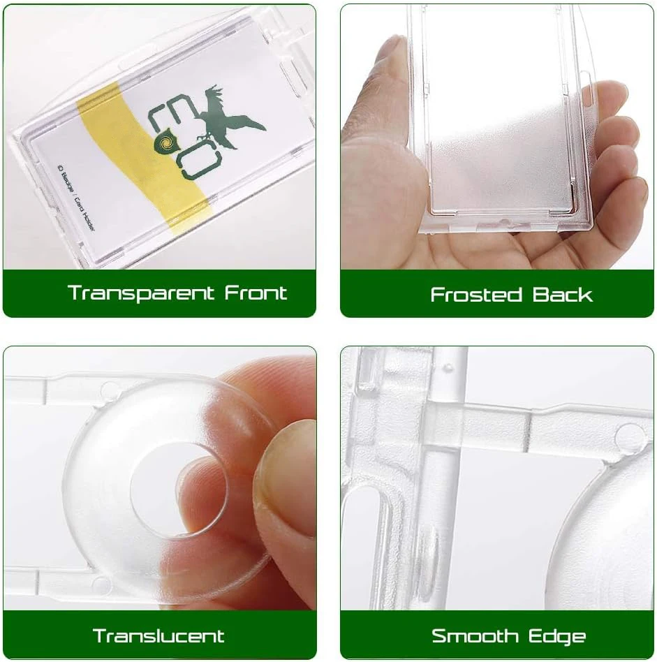 Bestom Clear Hard Plastic ID Badge Holder Horizontal and Vertical Dual-Use ID Card Holder with Lock 1840-6610