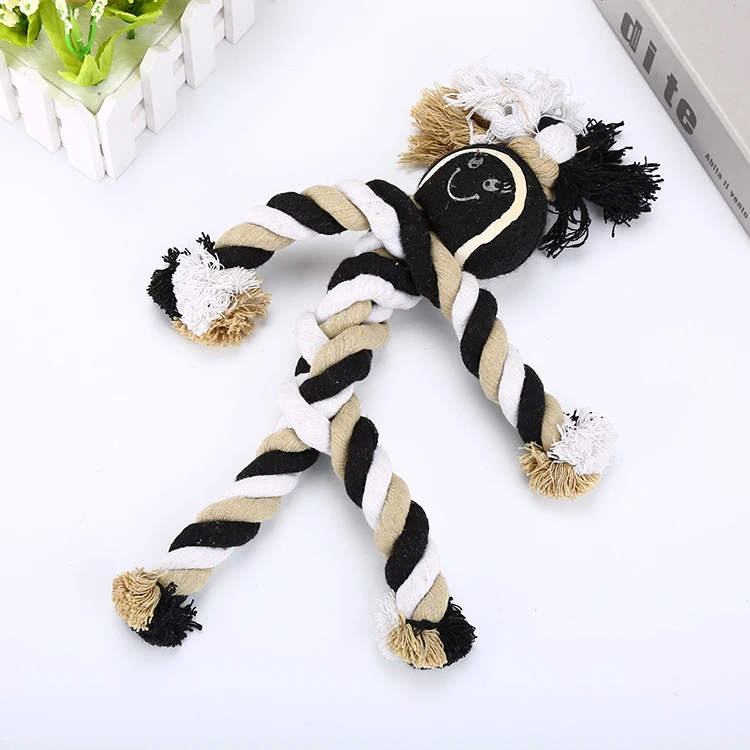 2021 Wholesale New Design durable chew rope dog toy with tennis ball