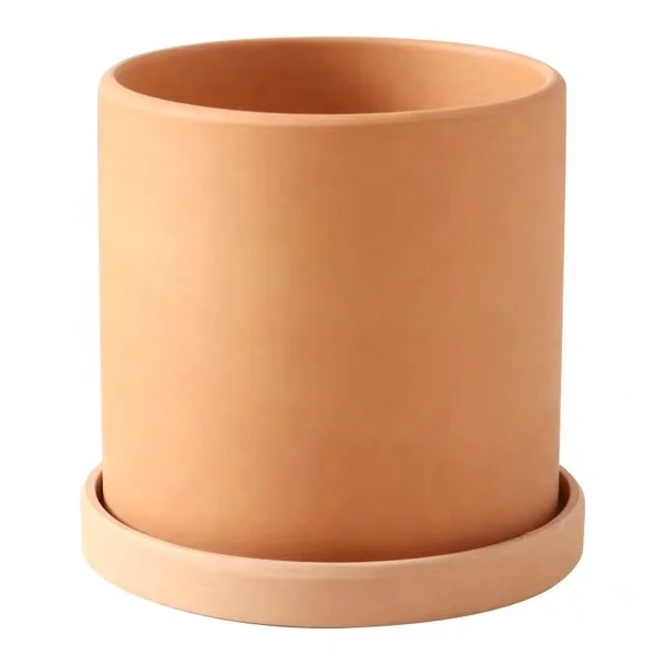 Classic round Terracotta Cylinder Planter for Indoor Outdoor Garden Succulent Flower Pot for Nursery Hotels Desktop Display