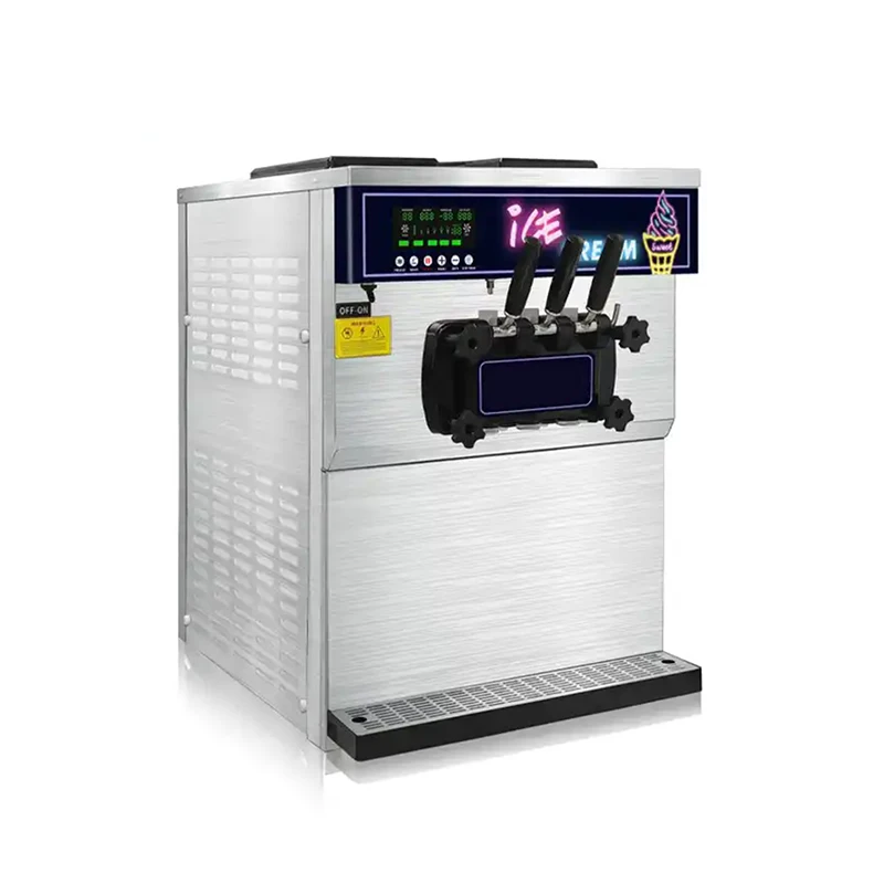 Commercial 3 Flavor Soft Serve Ice Cream Maker -small vertical cone ice cream machine
