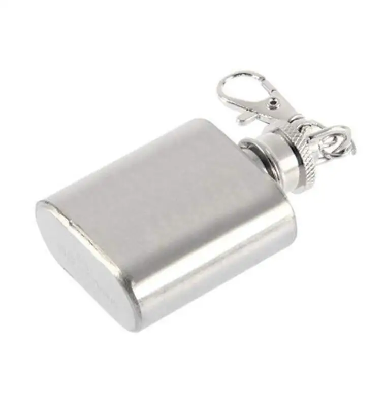 Portable 1oz Stainless Steel Alcohol Flagon, Keychain high quality mini keychain flask, 1ounce stainless steel hip flask