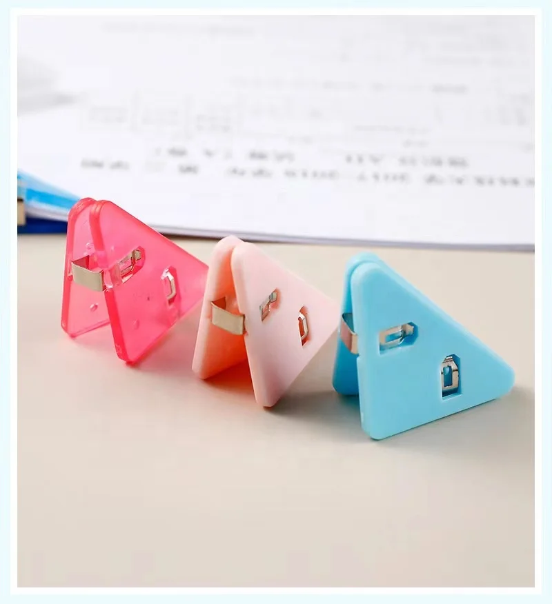 Multi-color triangle corner clip Multi-functional student book clip test paper storage artifact folder data bill long tail clip