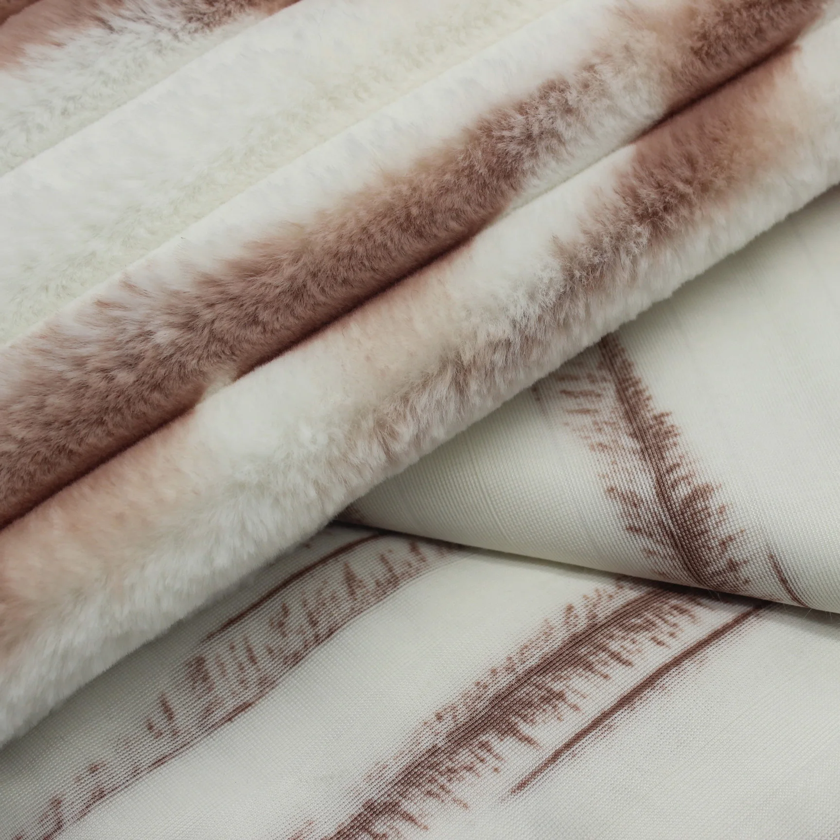 2023 Tie Dye Jacquard Factory Direct Supply manufacture custom color rabbit fur Fabric Home textile short pile faux fur fabric