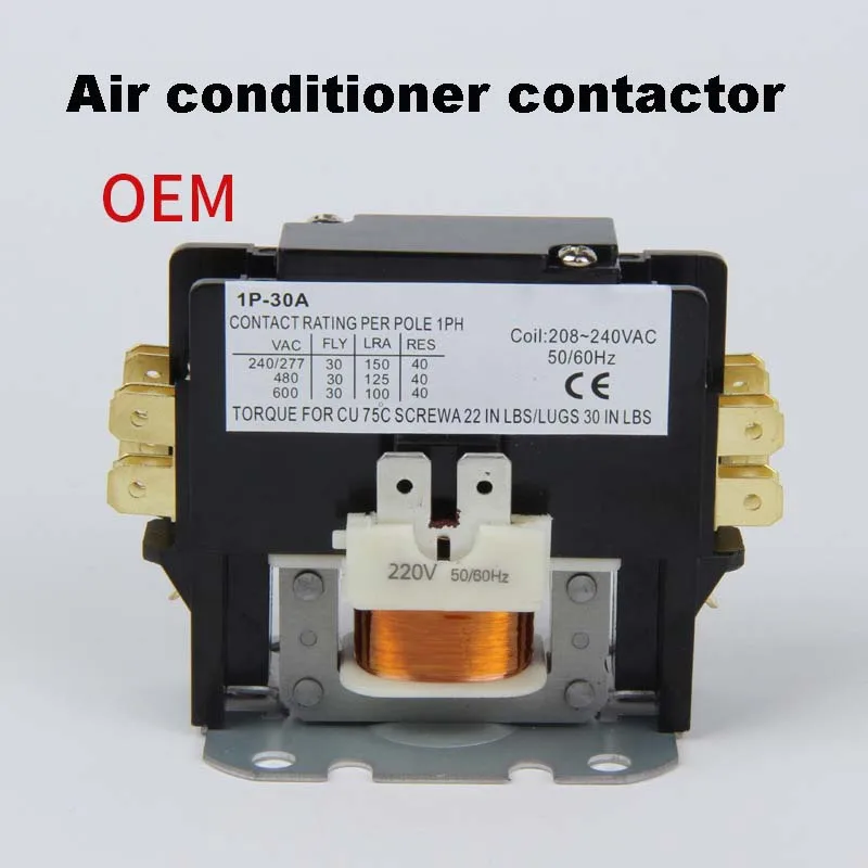 Air Conditioning Contactor 30A 40A Contactor Single-phase 240v OEM 2 Pole Ac Contactor 1P 2P 3P 4P Motor 220 V Relay 220v Ac