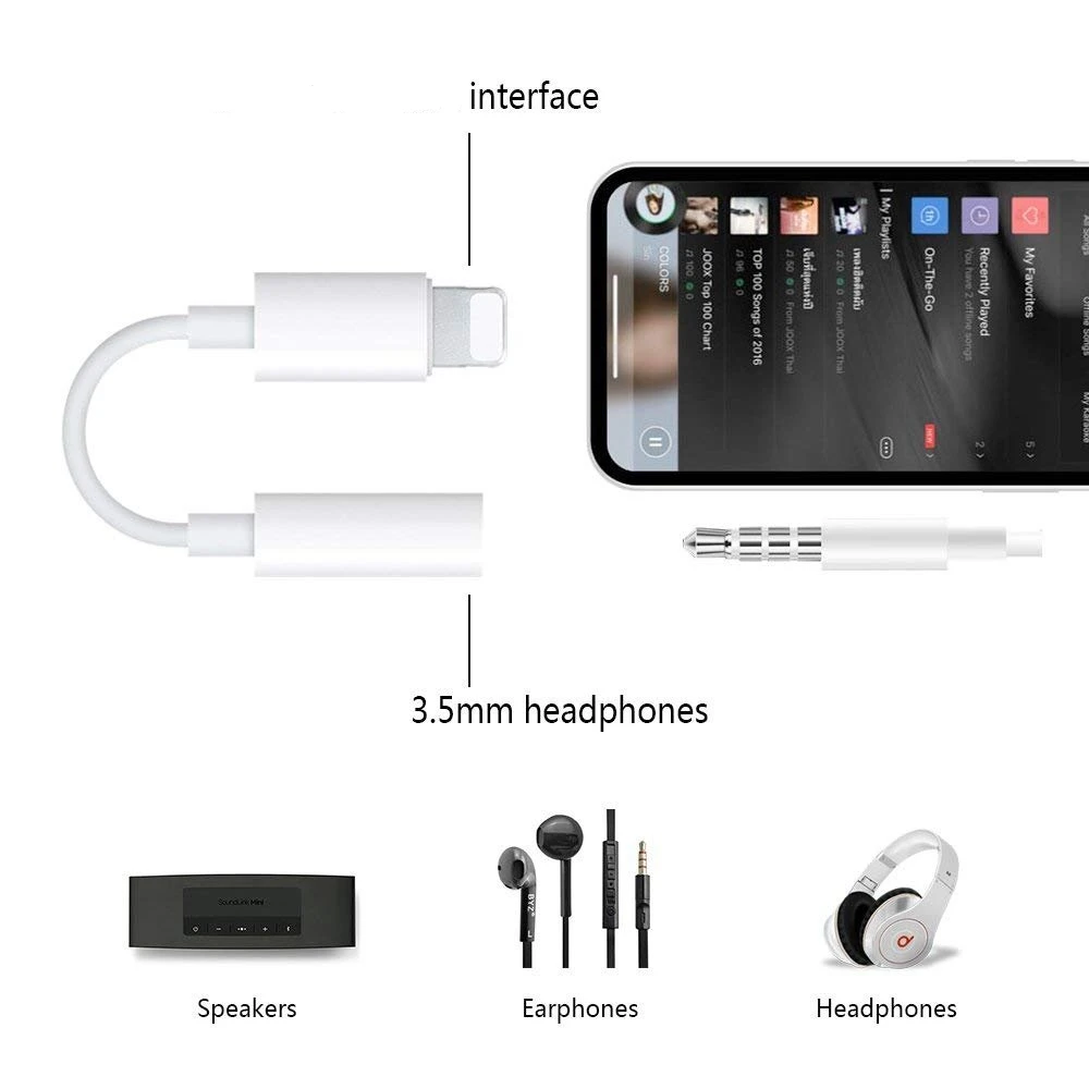 
IOS 14 Headphone Adapter For iPhone Earphone AUX Adapter 3.5 mm headphone audio aux adapter Lighting To 3.5mm aux cable 