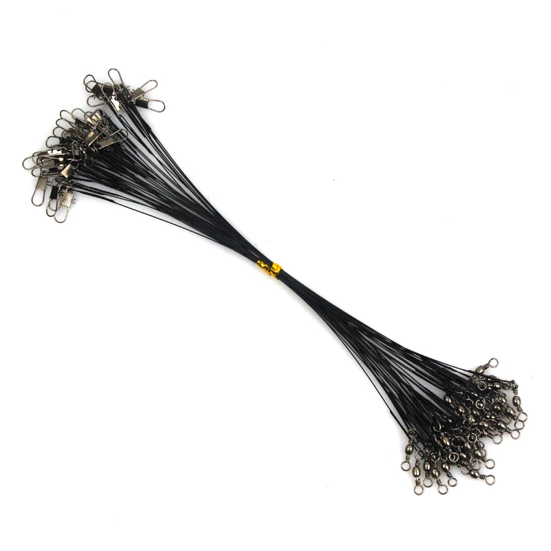 15cm 20cm 25cm 30cm Anti Bite Front Wire Leader Strong Stainless Steel Fishing Steel Wire Line With Swivel And Snap Pin