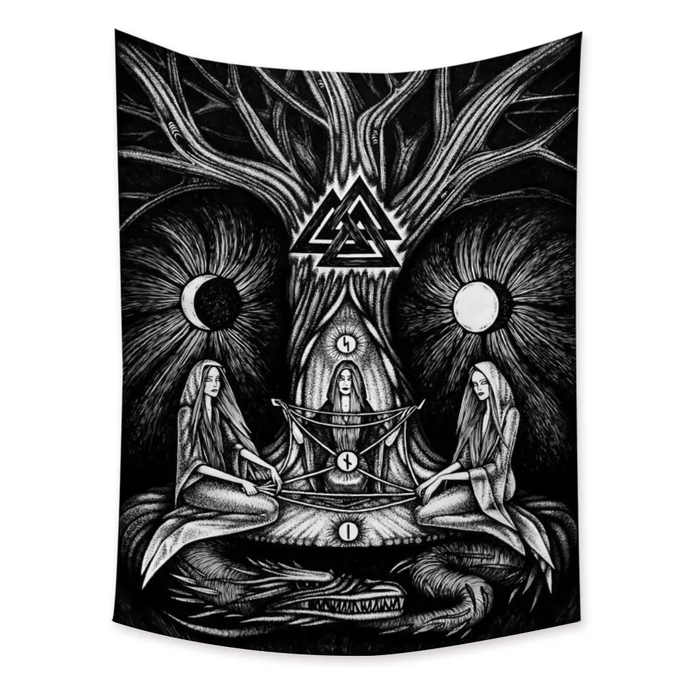 Vikings Large Fabric Wall Tapestry Hippie Boho Viking Home Decoration Celtic Tapestries Kawaii Room Decor Witchcraft Wall Decor