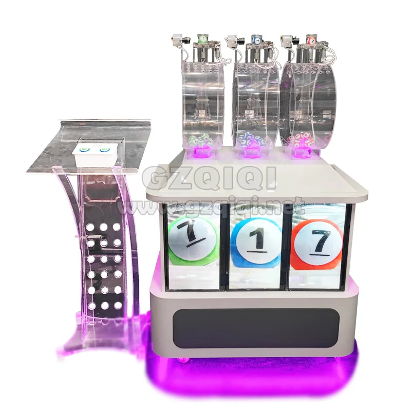 multi-Cylinder 3D balls drawing machine with three charmbers for lucky draw