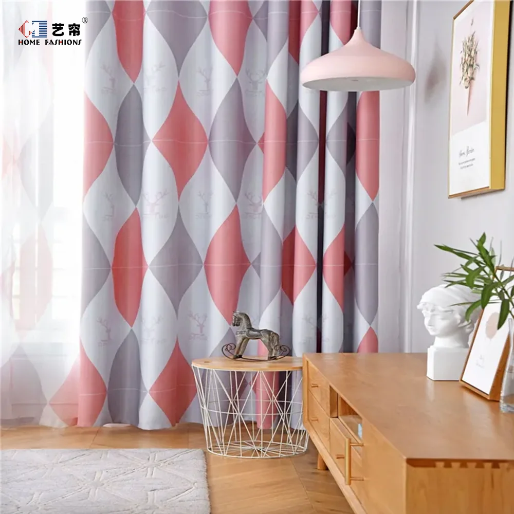 Curtain Panels Heavyweight Jacquard Drapes Shutters Curtains Simple Color Contrasting Geometry Floral Kitchen Window Curtains