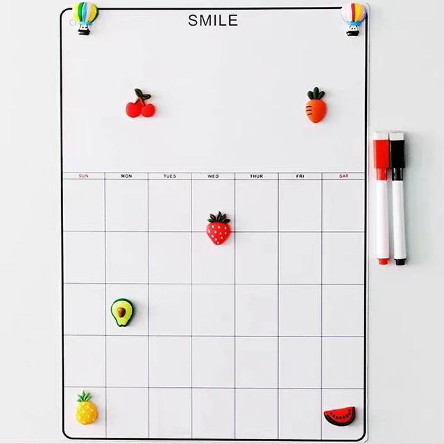 Custom factory prices magnetic weekly plan whiteboard refrigerator, calendar magnetic refrigerator stickers