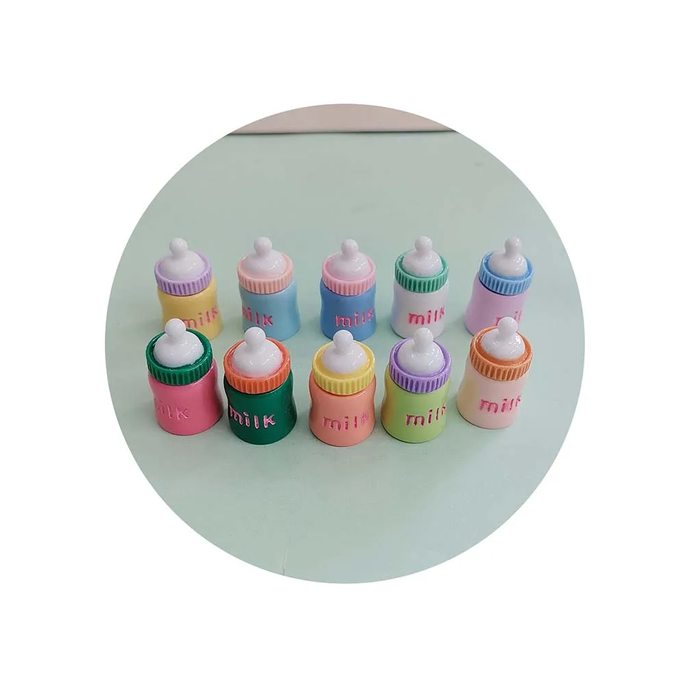100Pcs Resin 3D Milk Bottle Charms Flatback Cabochons for Jewelry Findings Earrings Keychain Diy  Accessories