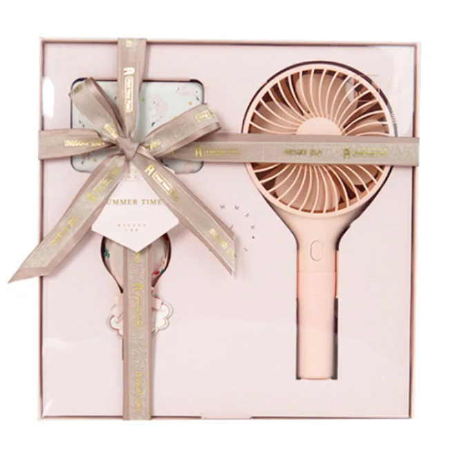 luxury summer mini fan with power bank valentine birthday gift sets for women