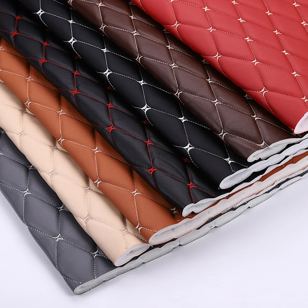 Leather Factory Thickened Waterproof Quilted Embroidered Car Interior Upholstery Synthetic Leather Material For Car Seat
