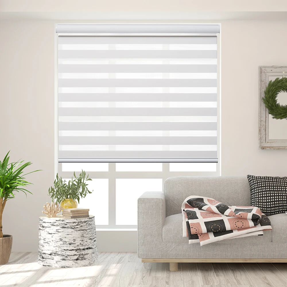 Home Alexa Smart Automatic Blind Day And Night Zebra Curtain Motorized Blackout Roller Window Blinds