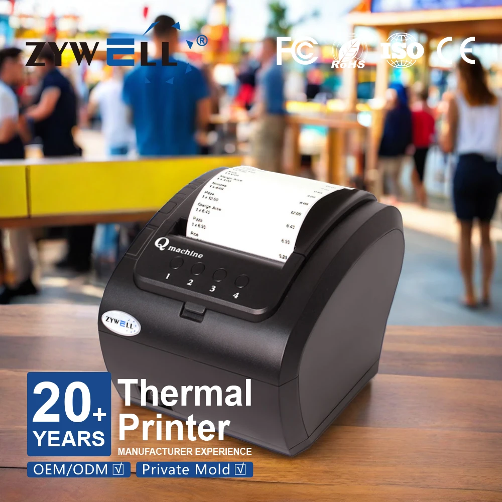 ZYWELL 80 mm usb serial lan queue tickets printer queuing function thermal receipt printer