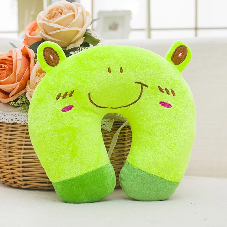 Cartoon Animal Panda Bear Cat Frog Pig Tiger Bunny Stuffed Plush Toys Portable U-shaped Neck Pillow Waist Protection Rag Doll