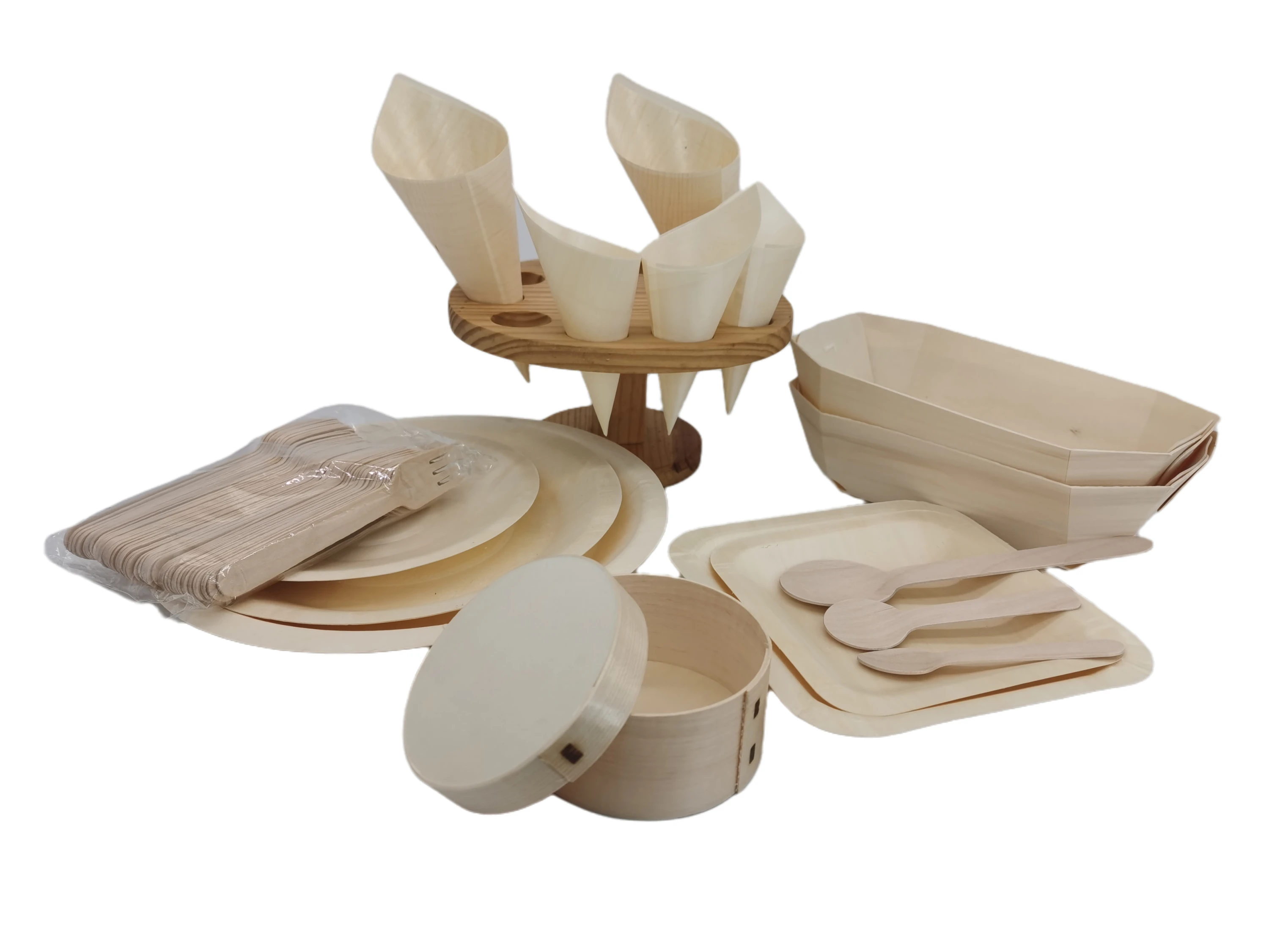 guangdong wedding disposable degradable paper bamboo wood sugar cane plates dinnerware tableware set