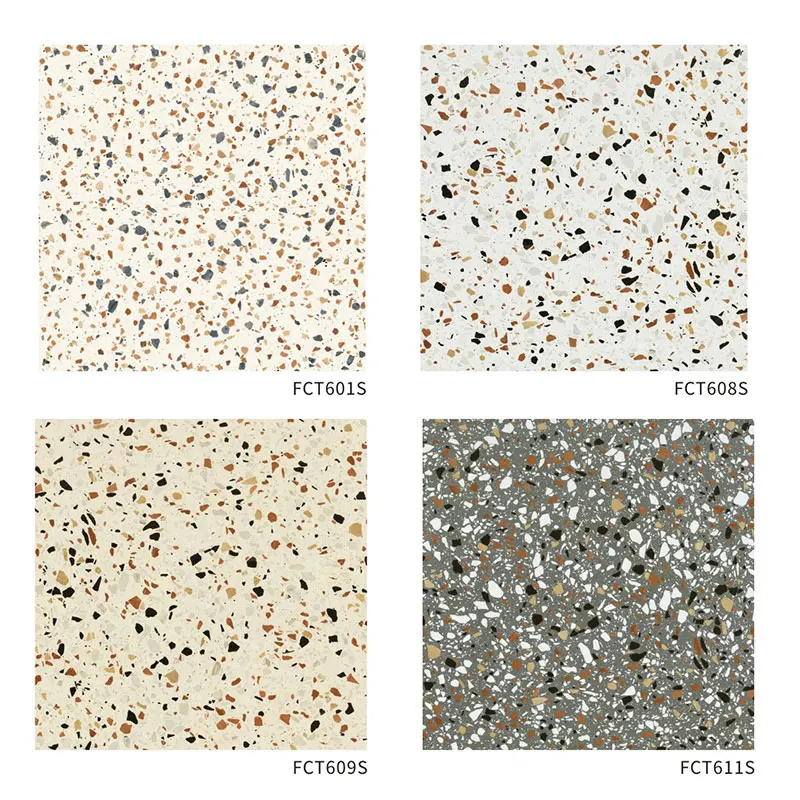 Colorful Lappato Rustic Semi-polished Terrazzo Porcelain Floor Tiles 60x60