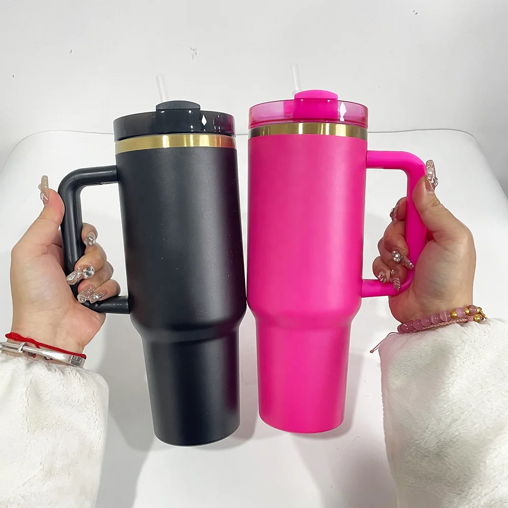 custom design Assorted Colors thermal outdoor sports powder coated H2.0 40oz gold plated tumbler tumbler with lid and straw