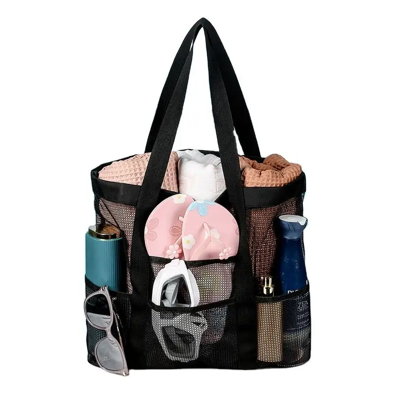 Custom Quality Shoulder Strand Tasche Large Canvas Beach Tote Bag Polyester New Designs Handbags Sacs A Main Checked Beach Bag