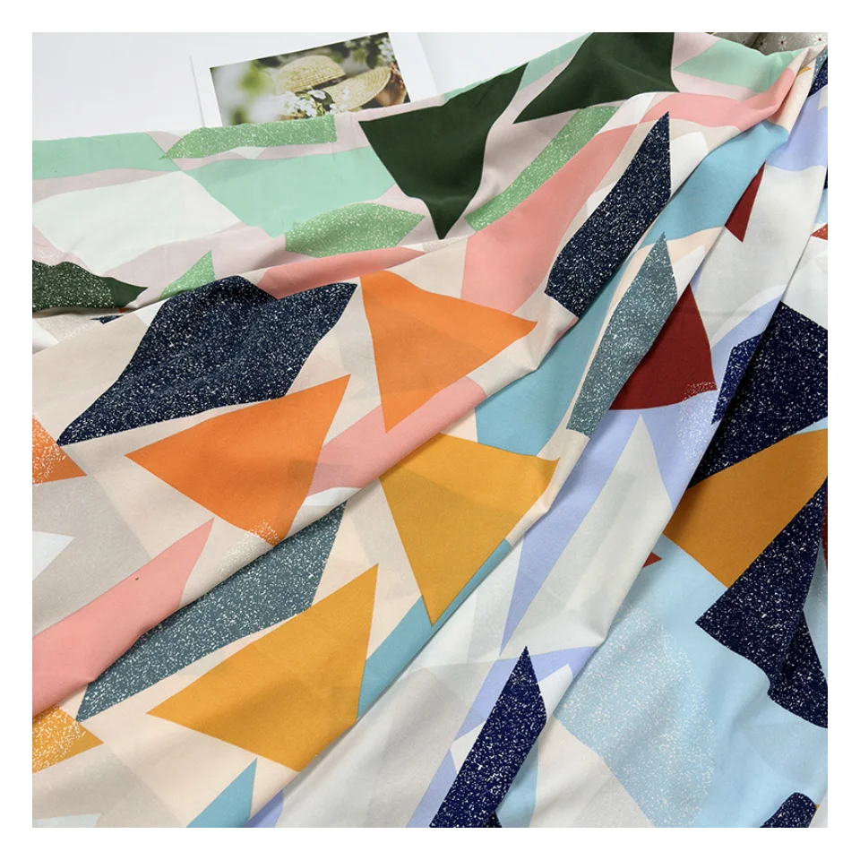 Hot geometric pattern beach pants fashion four-sided elastic shirt polyester home wear printed fabric