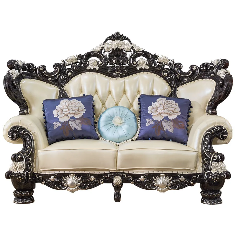 Luxury leather sofa combination living room furniture whole house complete set villa luxury European and American high-end