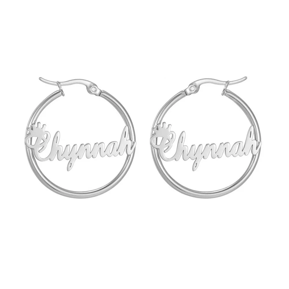Lateefah Personalized Customized name Girl Gift Crown Stainless Steel Jewelry Custom Earrings For Baby Girl