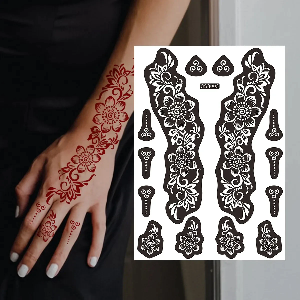 Wholesale Painted Tattoo Stencils Rose Hollow tattoo stickers Out Indian Henna Body Art tattoo supplies Stickers