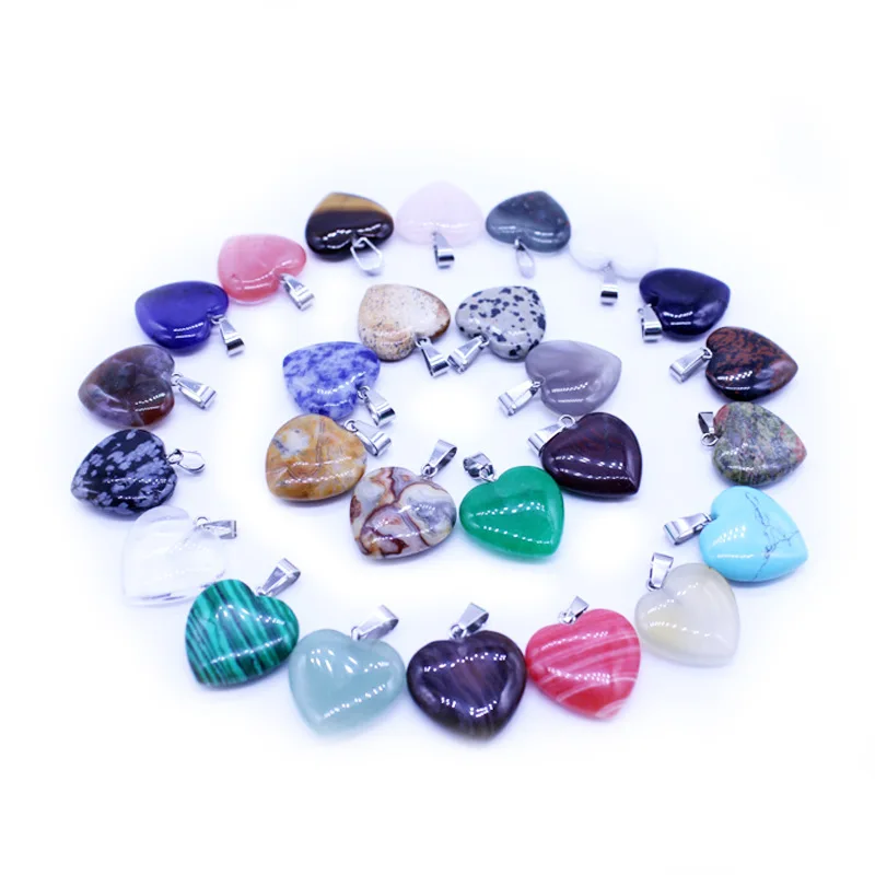 Bulk Sale  Natural Crystal moon Pendant Healing Gem Carving heart Star Crystal Pendant Decoration