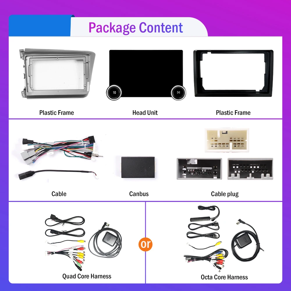 11.8Inch 2Din Android Car Radio For Honda Civic 2012-2015 LHD 2K QLED Screen Car Stereo Car DVD Player Carplay Android Auto