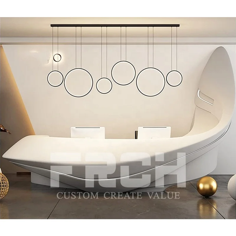 Luxury Custom Design Unique Special Shape Artistic Front Counter Hotel Gym Spa Beauty Salon Reception Desk