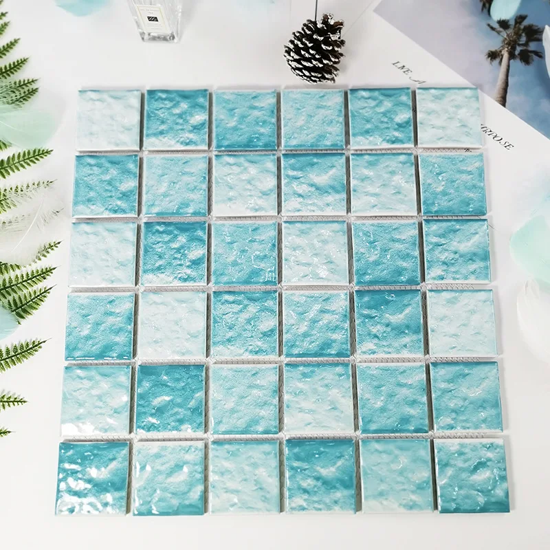 Ice crack swimming pool blue mosaic ceramic tiles swimming pool background wall bathroom mosaic wall tiles