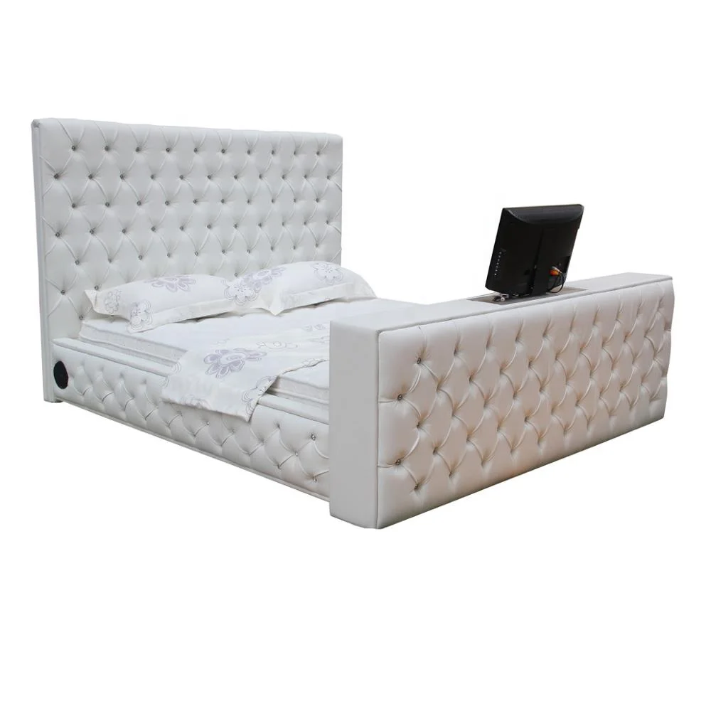 modern design TV bed king size bed bedroom leather bed frame