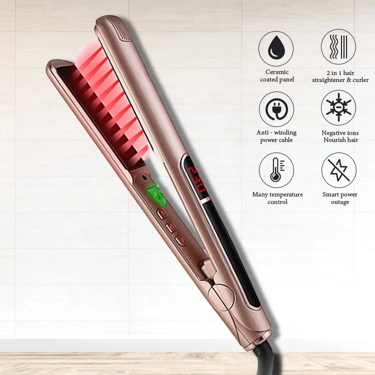 Best Flat Iron Dual Voltage Rose Gold Ceramic Hair Straightener