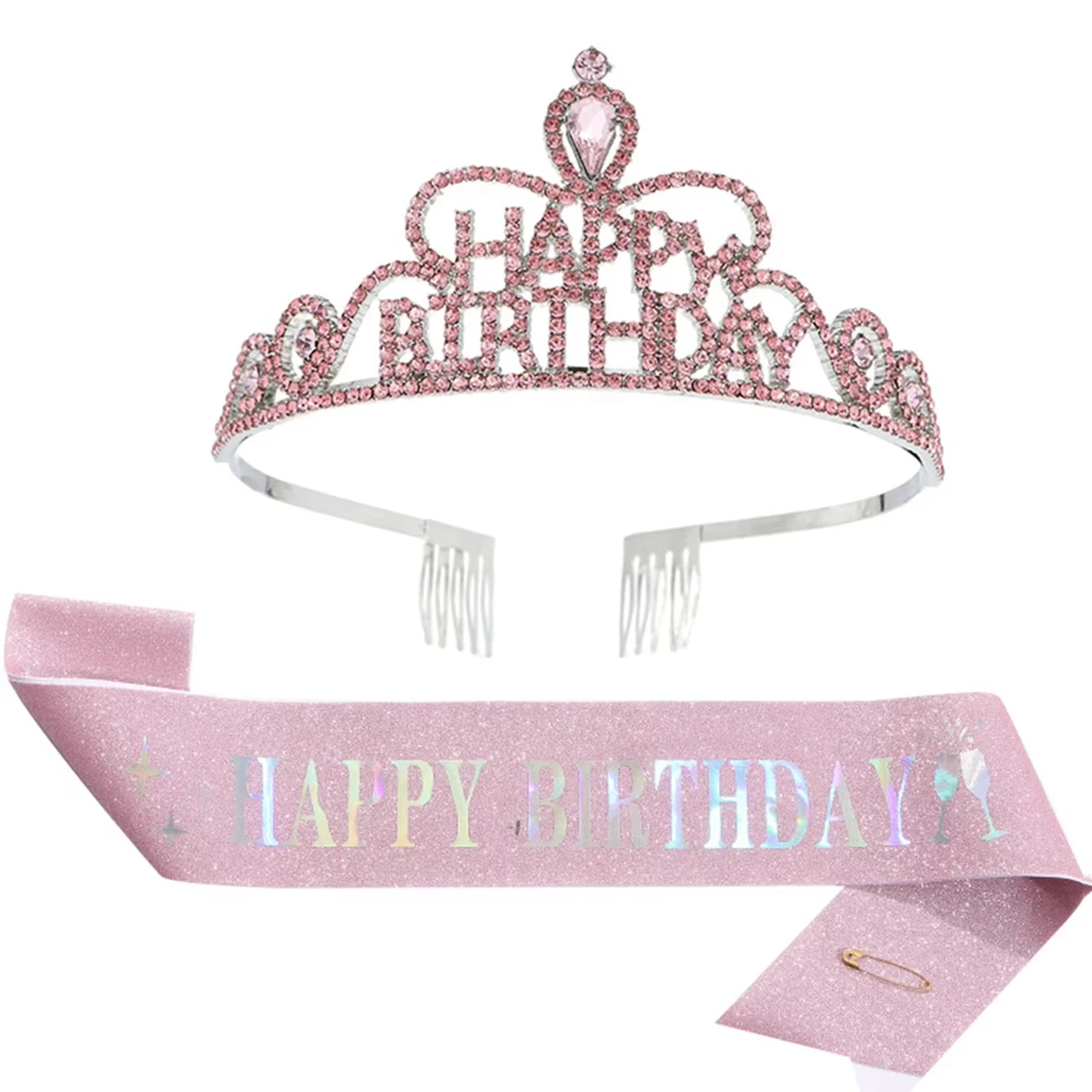 Made In China Fairy Crown Birthday Girl  Happy Birthday Ribbon Wholesale Crowns And Tiaras Set