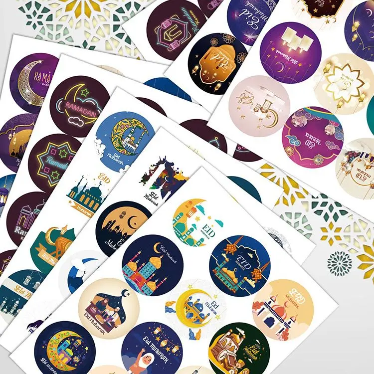 Eid Mubarak Ramadan Kareem Islam Muslim Party Eid Al-Fitr Decoration Party Round Stickers