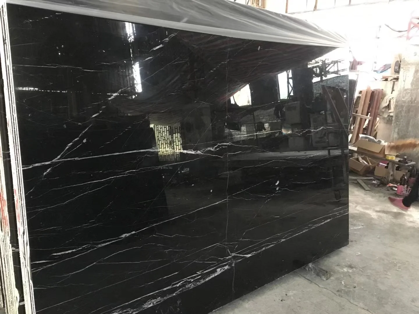 Natural Stone Marble Sheet Black Nero Oriental Table Marble Floor Tiles
