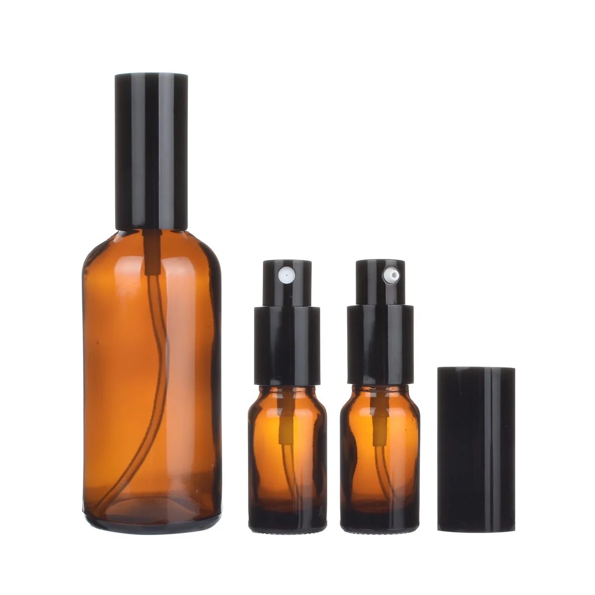 Customization Factory sale 100ml amber glass bottles with black fine mist sprayers
