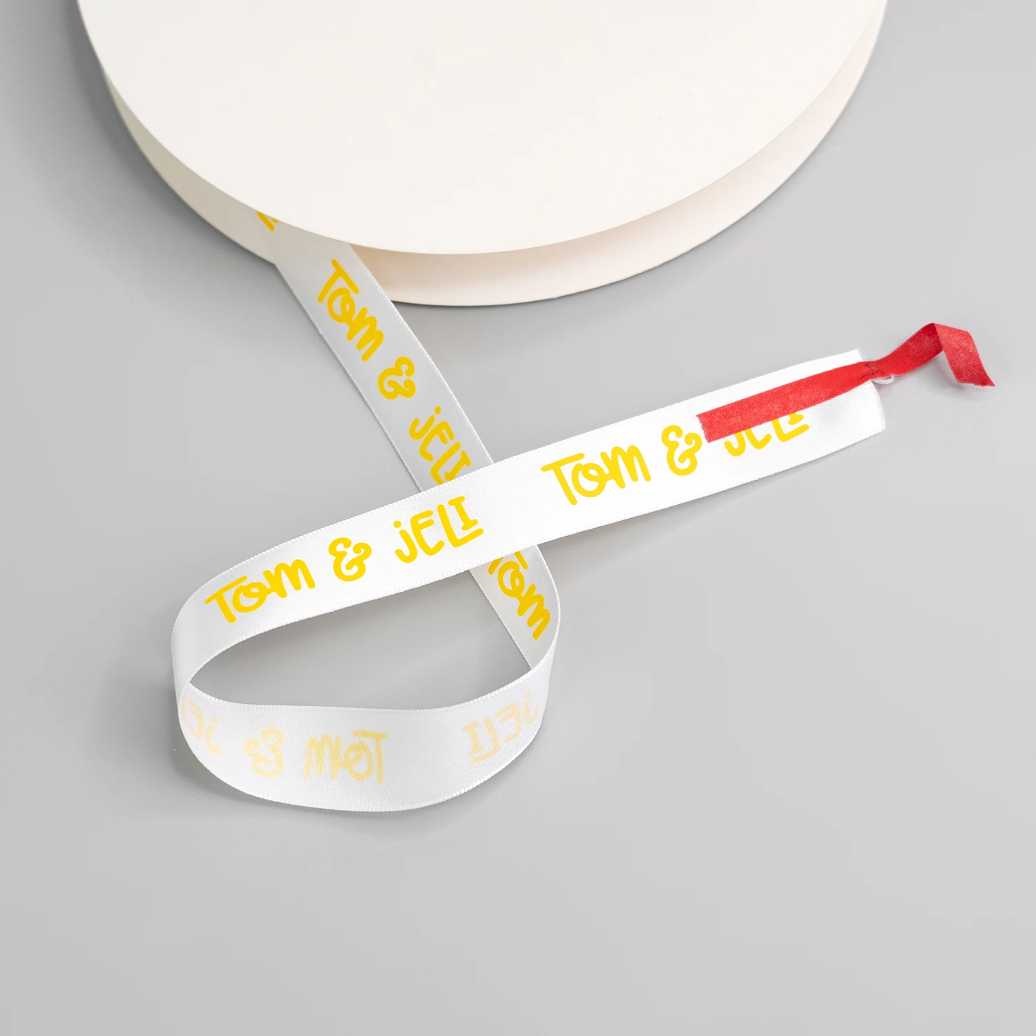 Wholesale Custom Logo 1 Inch  White  Polyester Ribbon     Grosgrain Printed Ribbon  Printing Your Logo  For Gift Packaging