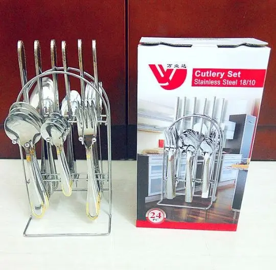 
24 pcs/Set Stainless Steel Cutlery Set with Wire Stand 