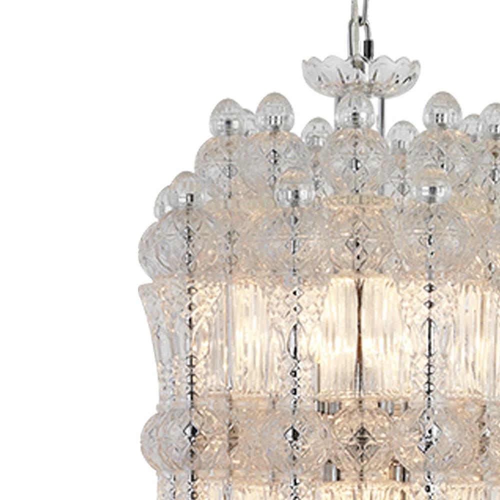 2024 New decorative glass lights chromium white color noble round villa chandelier Hand-made glass chandelier